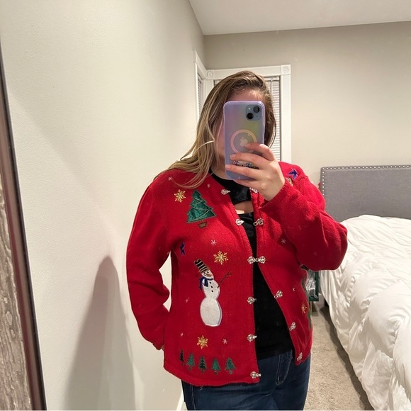 Vintage Krystal-Kobe red ugly christmas sweater size medium - Picture 11 of 12